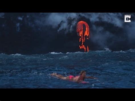 Watch Bikini Clad Daredevil Surfer Paddle Right Near Active Volcano YouTube