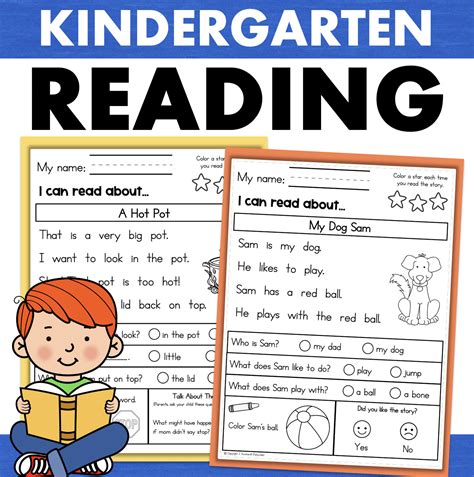 Worksheets For Kindergarten Reading Reading Kindergarten Fre