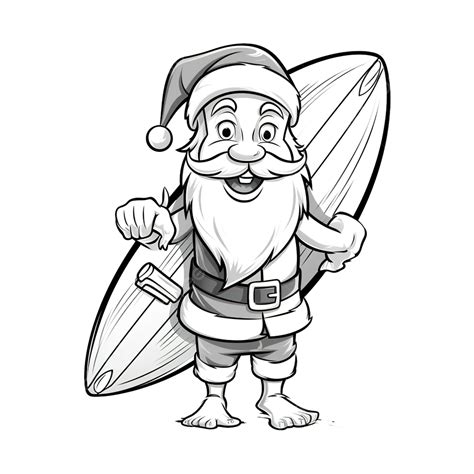 Black And White Illustration For Christmas Coloring Book Of Santa