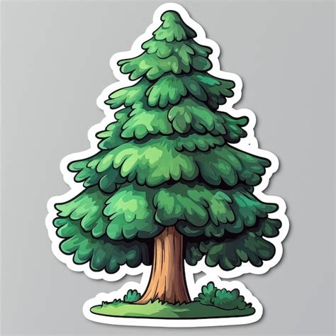 Cartoon Evergreen Tree Illustration Premium Ai Generated Image