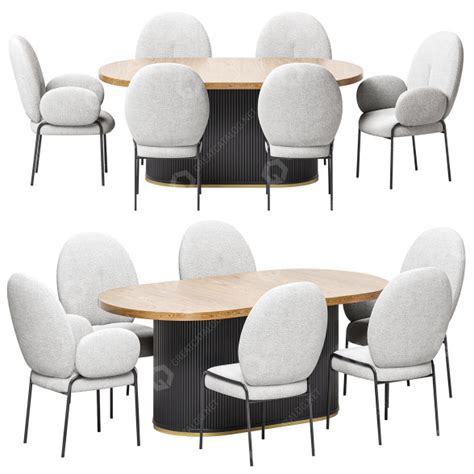 Table And Chairs Freifrau Manufaktur Plush Nana 3D Model