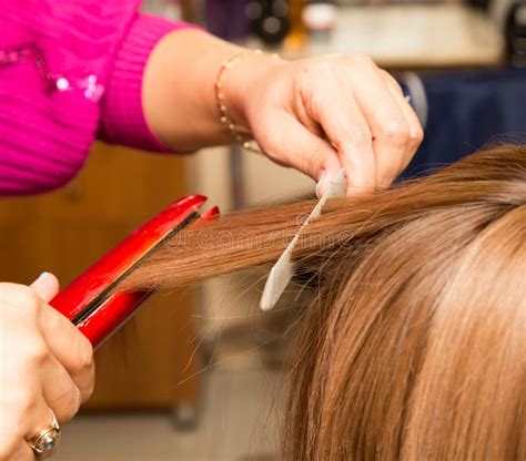 Hair Styling In A Beauty Salon Stock Image Image Of Caucasian Woman