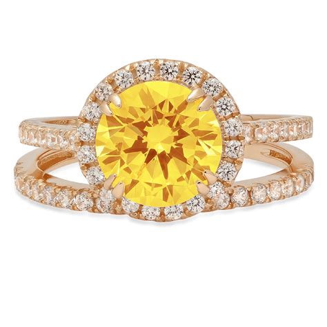 Clara Pucci 18k Yellow Gold 2 52 Simulated Yellow Diamond Engraveable