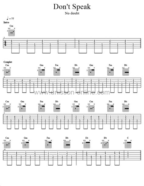 Dont Speak Tab Guitar Pro No Doubt Unisson Online