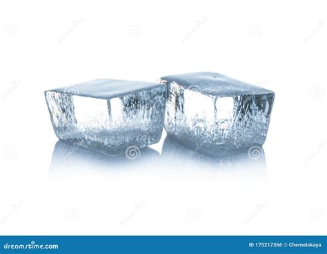 Crystal Clear Ice Cubes Isolated on White Stock Photo - Image of food, beverage: 175217366