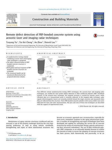 Pdf Remote Defect Detection Of Frp Bonded Concrete System Bccw