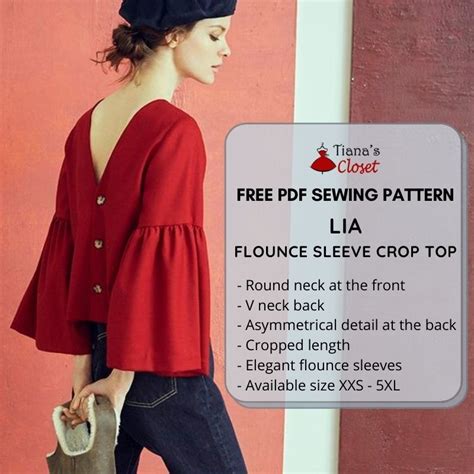 Lia Flounce Sleeve Crop Top Free Sewing Pattern And Tutorial Sewing