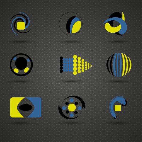 Logo sets design in black blue yellow colors Vectors graphic art ...