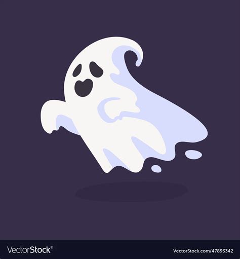 Cartoon ghost in white robe floating haunt Vector Image