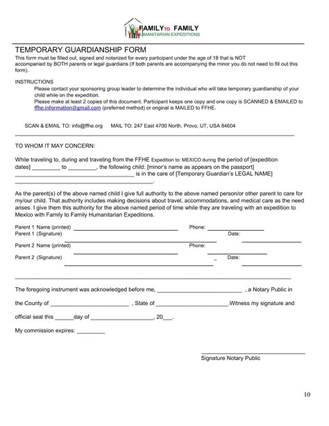 Free Printable Guardianship Form Templates [pdf Word]