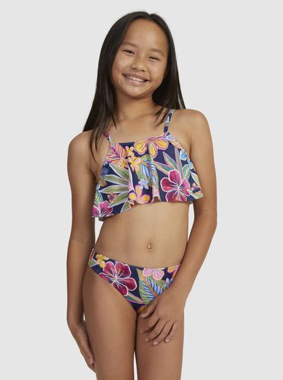 Girls Paradise Trip Two Piece Flutter Bikini Set Roxy