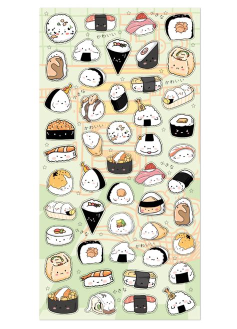 Nekoni Sushi Stickers Scrapbook Stickers Printable Mini Drawings