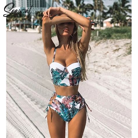 Conjunto de Bikini de cintura alta para mujer traje de baño de dos