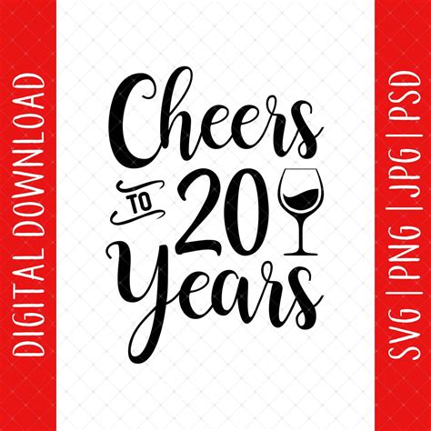 Cheers To 20 Years 20th Birthday Ts Svg Png  Psd Etsy