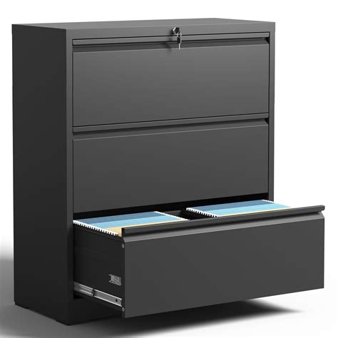 Ikimi 3 Drawer Lateral File Cabinets With Lock Office Filing Cabinet Steel Storage Cabinet Wide