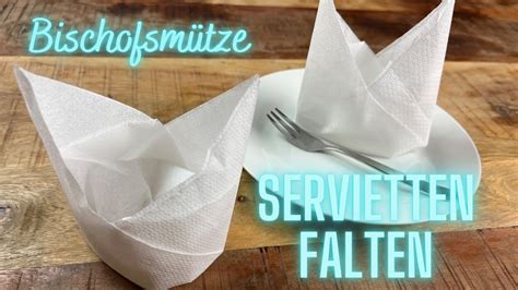 Servietten falten Bischofsmütze Einfache Anleitung zum Falten von