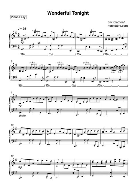 Eric Clapton - Wonderful Tonight sheet music for piano download | Piano ...