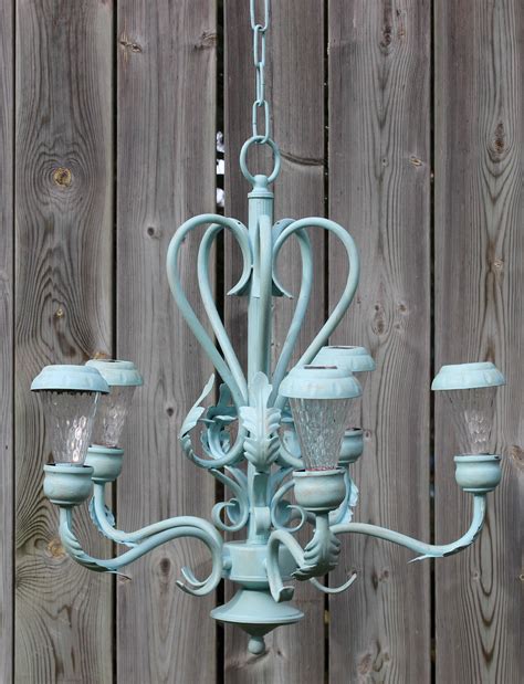 Solar powered chandelier. Great to hang in a tent! | Chandelier, Metal sculpture, Spring decor