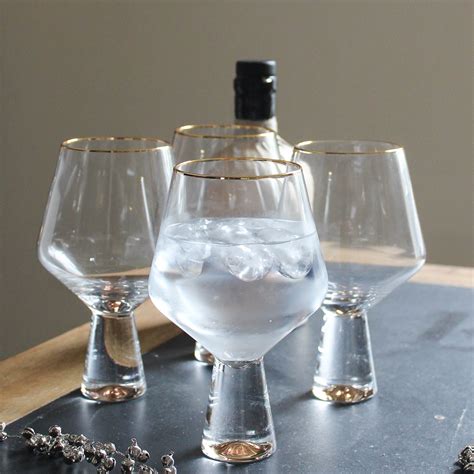 Four Gold Rim Gin Glasses Marquis And Dawe