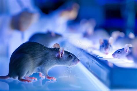 Scientist Observing Behavioral Experiment With Lab Rats Stock Photo