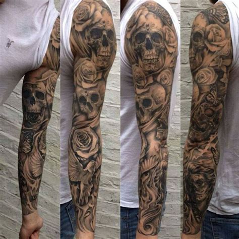 Sleeve Tattoo Skulls Tatto Skull Skull Rose Tattoos Skull Sleeve