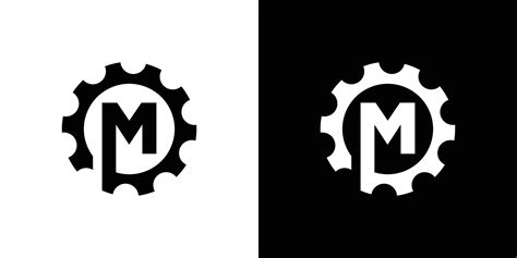 Strong And Modern Initial Letter M Gear Mechanical Logo Design