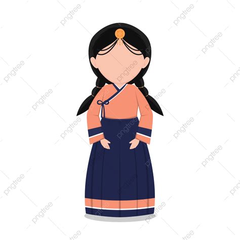 Korean Hanbok Vector Hd Png Images Korean Girl Cartoon Wearing Hanbok Korean Girl Hanbok Girl