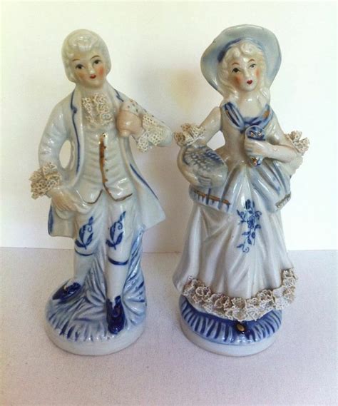 Blue And White Victorian Figurines Blue And White Victorian Couple