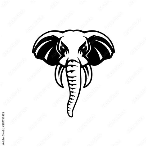 Elephant head logo black and white Stock Vector | Adobe Stock