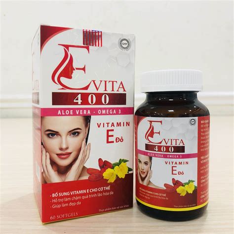 Viên Uống đẹp Da Sáng Da Hạn Chế Lão Hoá Da Evita Vitamin E Đỏ 400 Hộp 1 Lọ 60 Viên