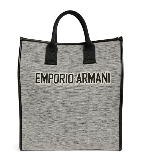 Emporio Armani Black Recycled Logo Tote Bag Harrods Uk