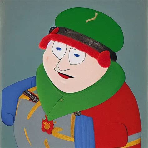 A Deliriously Happy King Eric Cartman Portrait Oil Stable Diffusion