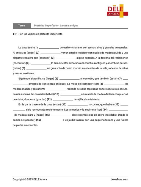 Ejercicio de gramática en español de nivel B1 Pretérito imperfecto