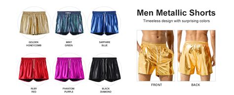 Arjen Kroos Mens Sexy Shorts Metallic Shiny Sparkly Hot Drawstring Short Pants With Pockets At