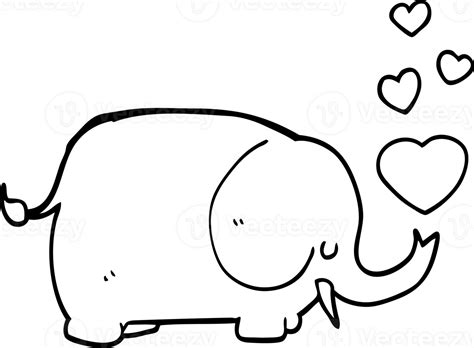 Lindo Elefante De Dibujos Animados Con Corazones De Amor 45221852 Png