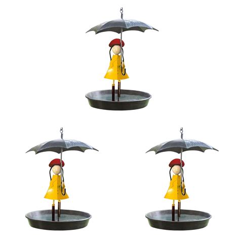 Novel Feeder Metal Hanging Chain Girl And Umbrella Bird Feeder Pcs