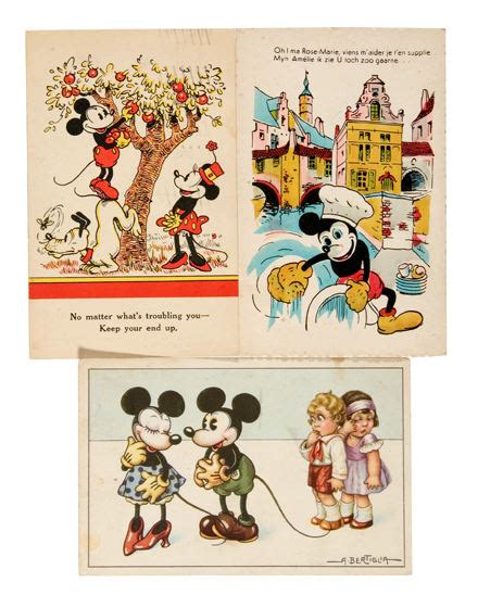 Hakes Mickey Mouse Foreign Postcard Trio