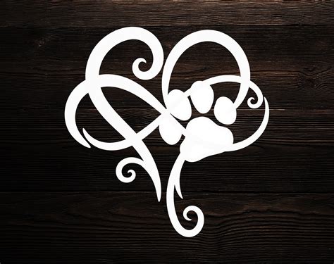 Paw Print Pawprint Heart Infinity Black And White Png Svg Etsy