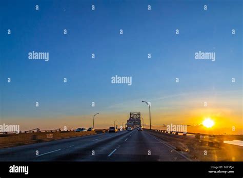 View Of The Baton Rouge Bridge On Interstate Ten Over The Mississippi