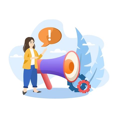 Premium Vector Woman Making Important Announcement Using Megaphone For