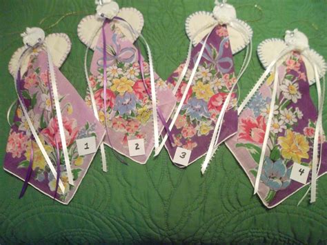 Vintage Handkerchief Angel Ornament Lavender And Flowers Etsy