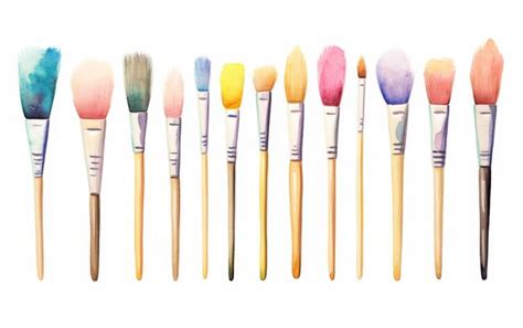 Premium Photo Row Of Colorful Brushes