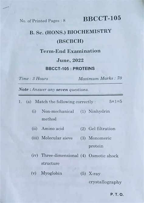 SOLUTION Biochemistry 1st Year Question Paper Proteins Studypool