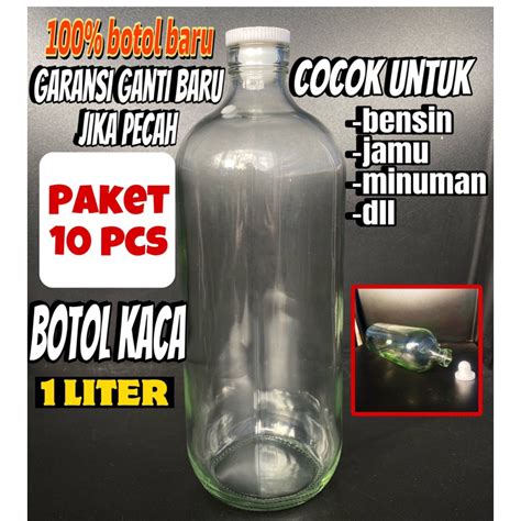 Jual PAKET 10 PCS Botol Kaca 1 Liter 100 Botol Baru Botol Bensin