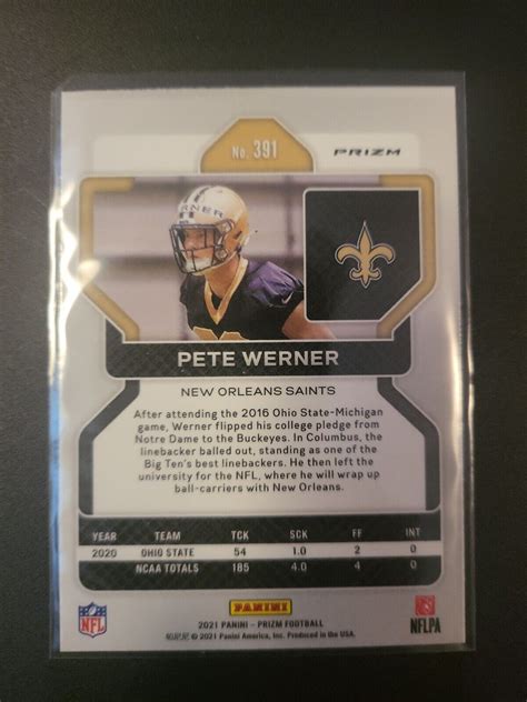 2021 Panini Prizm Rookie Orange Disco Prizm 391 Pete Werner RC