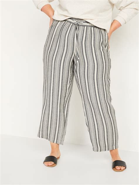 High Waisted Plus Size Linen Blend Wide Leg Pants Old Navy