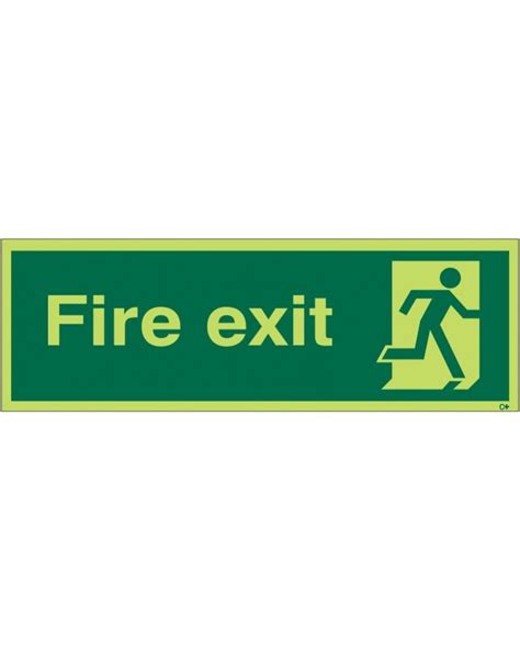 Extra Large Glow In The Dark Fire Exit Running Man Right Sign 900mm X