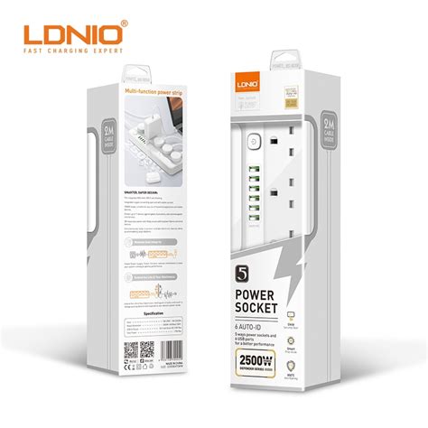 Ldnio Sk5691 Uk Power Strip Surge Protector With 5 Ac Outlets And 6 Usb