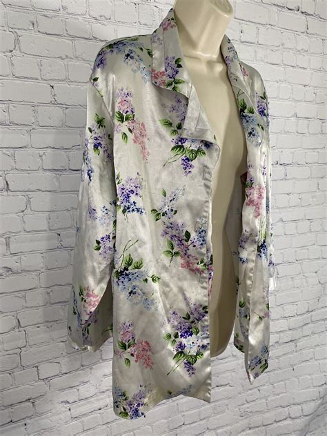 Cacique Lingerie Silky Silver Kimono Style Blouse Flo Gem