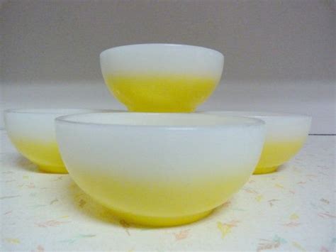 Vintage Fire King Sunny Yellow Bowl Set Of 4 Vintage Fire King Yellow Bowls Pyrex Vintage